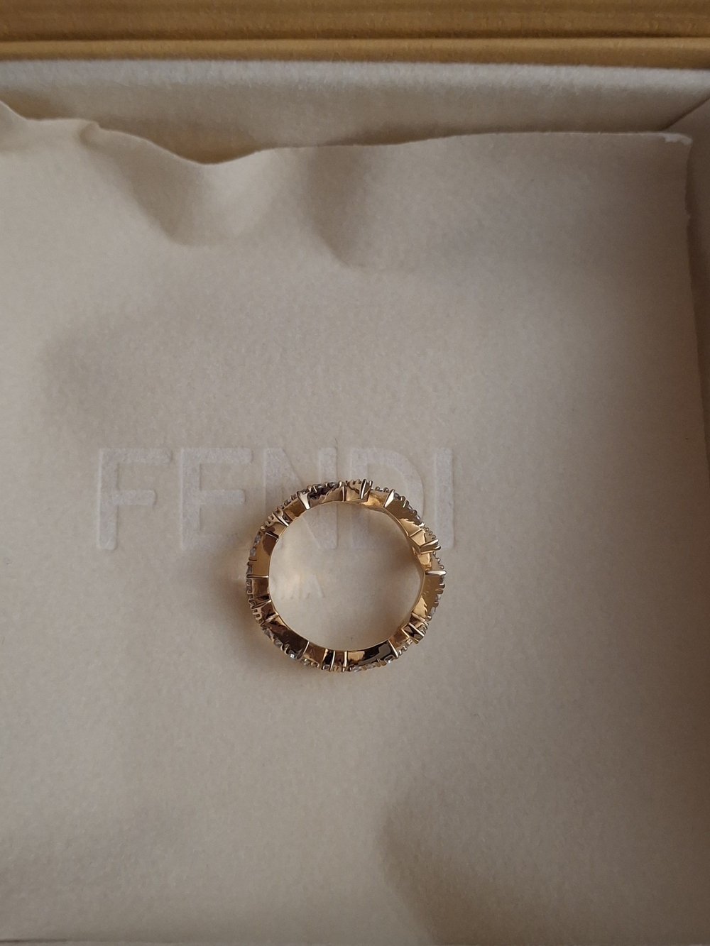 Fendi Gold Faceted Band Ring